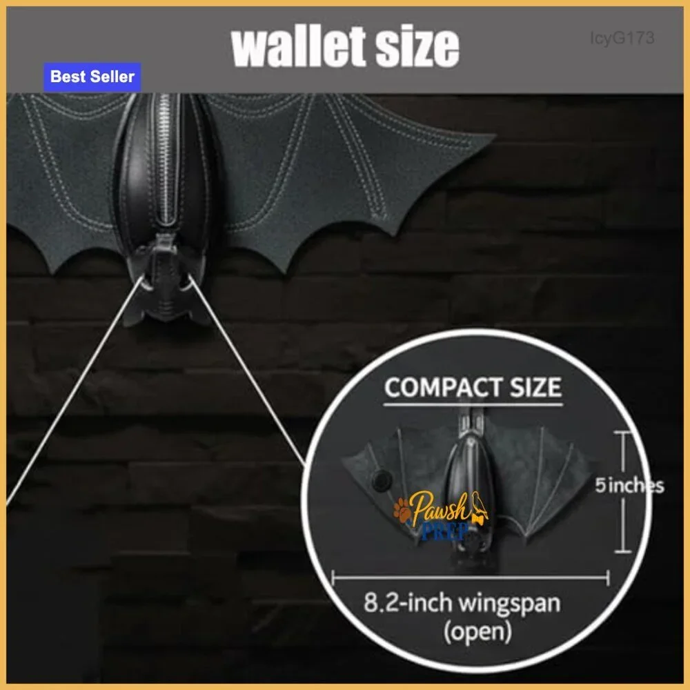 Faux Leather Bat Coin Purse with Key Clip, 3D Gothic Mini Wallet